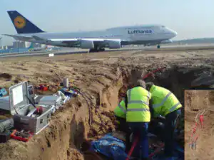 LoviSil protegge la connessione del cavo in terreni contaminati presso un aeroporto.