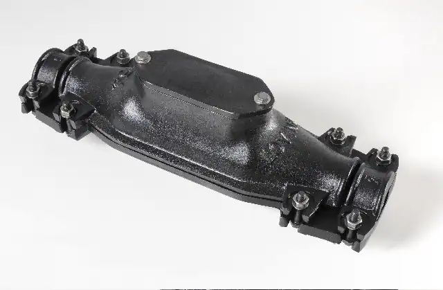 Historic cast-iron cable splice used in early electricity networks during the history of cable splices.