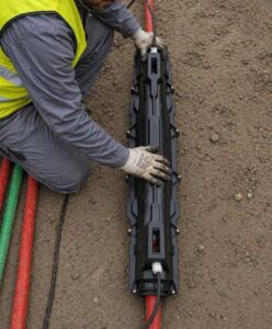 MV cable joint installation Cable joint installation in underground trench
